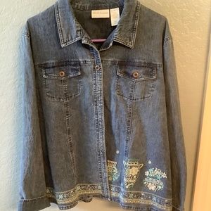 Alfred Dunner, denim jacket with embroidered. Size 18